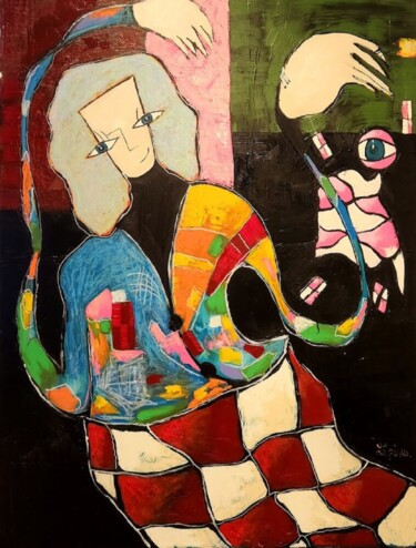Peinture intitulée "Danse dans la nuit" par Claude Lépine, Œuvre d'art originale, Acrylique
