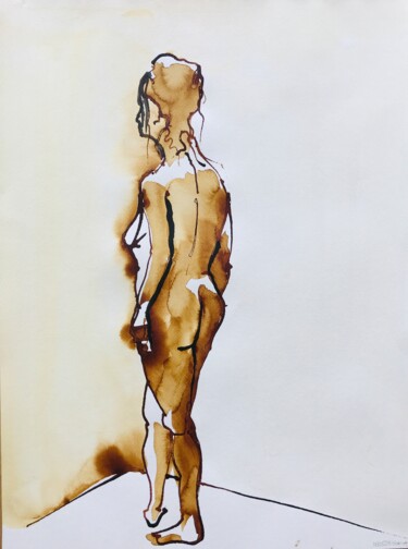 Peinture intitulée "NF28_Debout de dos" par Pierre Charpentier, Œuvre d'art originale, Encre