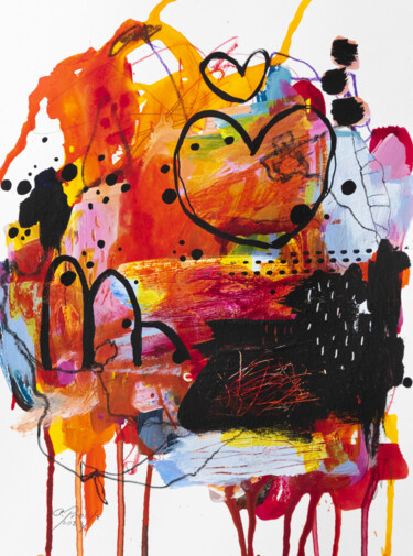 Painting titled "M'aimes-tu?" by Chantal Proulx, Original Artwork, Acrylic