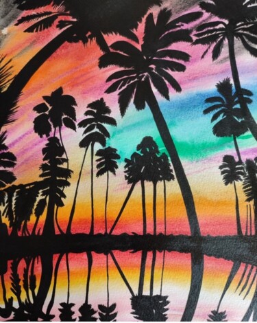 Painting titled "Paradis perdu" by Thibault Blandel, Original Artwork, Watercolor