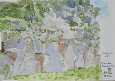 Painting titled "Basselin" by Bernard Pothier, Original Artwork, Watercolor