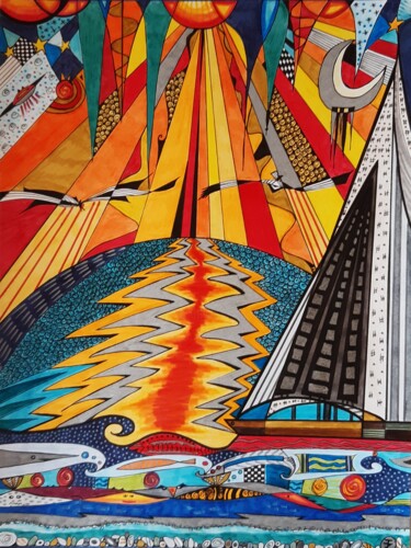 Navigation Dessin intitulée "Navigation" par Tereza De Almeida De Giorgi (Kaomento), Œuvre d'art originale, Encre