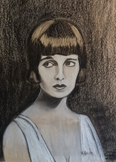 Dessin intitulée "Lulu, star du muet" par Marit Refsnes, Œuvre d'art originale, Fusain