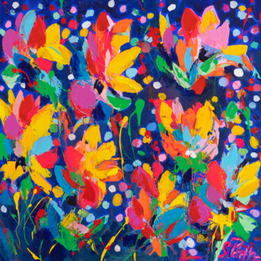 La magie des fleurs Peinture intitulée "La magie des fleurs" par Sophie Petetin, Œuvre d'art originale, Acrylique