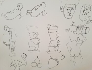 Dessin intitulée "Croquis encre de Ch…" par Atelier Linea, Œuvre d'art originale, Encre