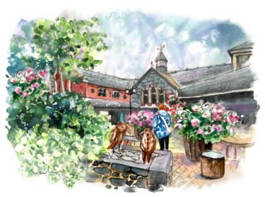 Betws-y-coed In Snowdonia 01 Schilderij getiteld "Betws-y-coed In Sno…" door Miki De Goodaboom, Origineel Kunstwerk, Aquarel