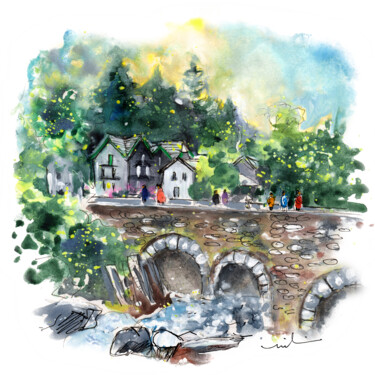 Betws-y-coed In Snowdonia 02 Schilderij getiteld "Betws-y-coed In Sno…" door Miki De Goodaboom, Origineel Kunstwerk, Aquarel