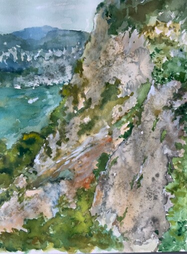Peinture intitulée "Le mont Faron face…" par Michel Kulisa, Œuvre d'art originale, Aquarelle