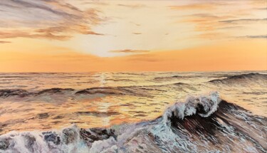 Schilderij getiteld "Evening wave" door Mantas Naulickas, Origineel Kunstwerk, Olie