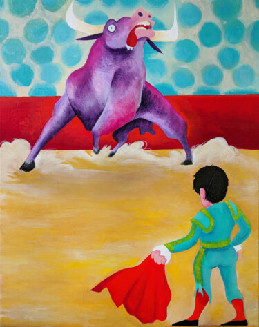 The Bull 「The Bull」というタイトルの絵画 Oberlin The Artistによって, オリジナルのアートワーク, アクリル