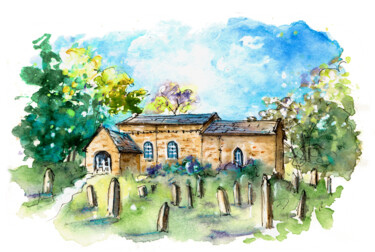 Peinture intitulée "All Saints Church I…" par Miki De Goodaboom, Œuvre d'art originale, Aquarelle