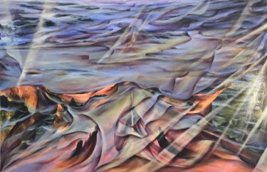 Schilderij getiteld "Völuspá" door Fabrice Kocurek, Origineel Kunstwerk, Olie Gemonteerd op Frame voor houten brancard