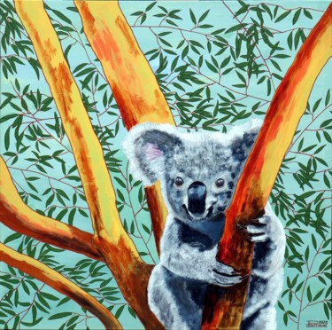 Y'a quoi là dans l'eucalyptus Peinture intitulée "Y'a quoi là dans l'…" par Pascal Poutchnine, Œuvre d'art originale, Acrylique Monté sur Châssis en bois