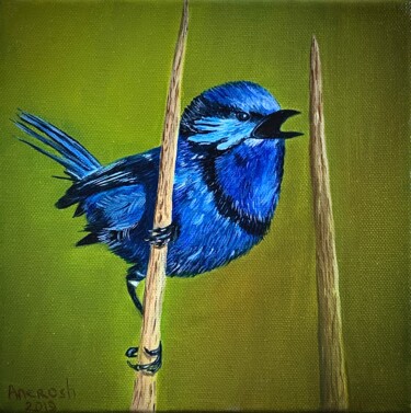 Peinture intitulée "Blue bird" par Anerosh, Œuvre d'art originale, Huile Monté sur Châssis en bois