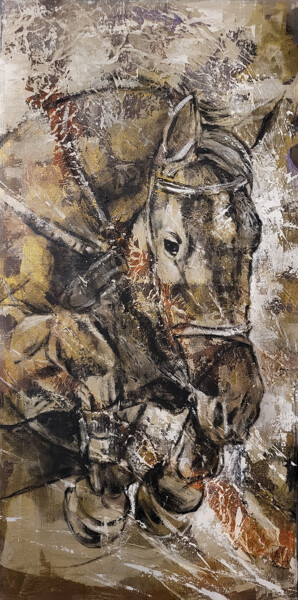 绘画 标题为“Serie Horses. Indom…” 由Artem Usá, 原创艺术品, 丙烯 安装在木质担架架上