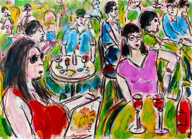 绘画 标题为“exRepos en terrasse” 由Jean Mirre, 原创艺术品, 油