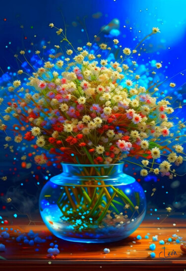 Digital Arts titled "gypso flower" by Si Levin, Original Artwork, AI generated image Mounted on artwork_cat.