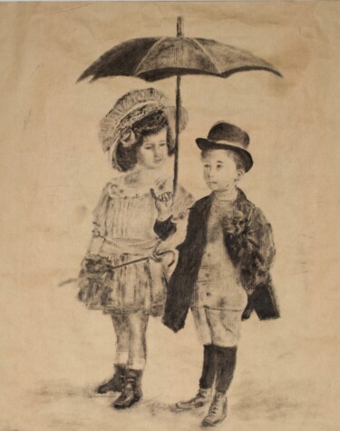 Peinture intitulée "LES ENFANTS 1900" par Jocelyne Cornet, Œuvre d'art originale, Huile Monté sur Plexiglas