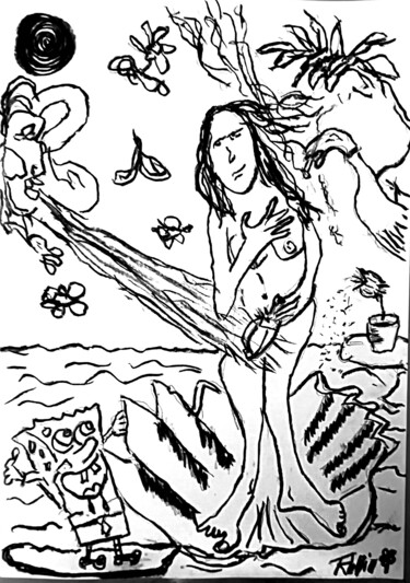 Drawing titled "Bob invitado al nac…" by Fernando Rubio, Original Artwork, Charcoal
