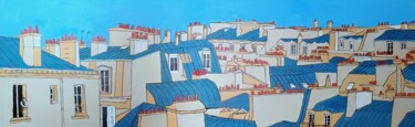 Painting titled "Les toits de Paris" by Tam Nightingale, Original Artwork, Acrylic Mounted on Wood Stretcher frame
