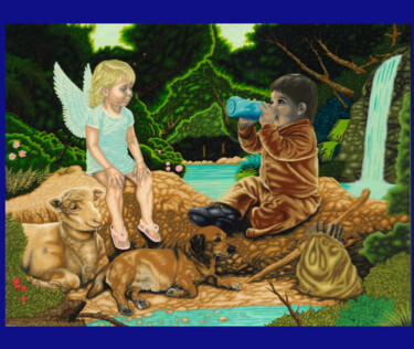 绘画 标题为“The little missiona…” 由Gilbert Borb, 原创艺术品, 油