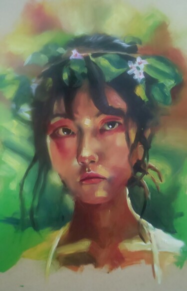 「BEUTIFUL GIRLS 15」というタイトルの絵画 Ujang Ismailによって, オリジナルのアートワーク, オイル