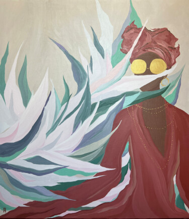 "Hidden thoughts" Big woman painting 제목이 ""Hidden thoughts" B…"인 미술작품 Alina Khramova로, 원작, 기름 나무 들것 프레임에 장착됨