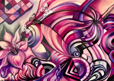 绘画 标题为“Butterflies” 由Christina Kristovsky, 原创艺术品, 油 安装在木质担架架上