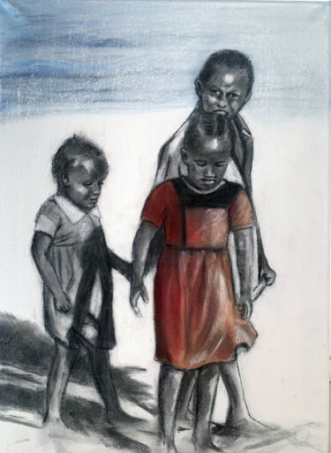 Mombasa children 图画 标题为“Mombasa children” 由Maria Romano, 原创艺术品, 木炭