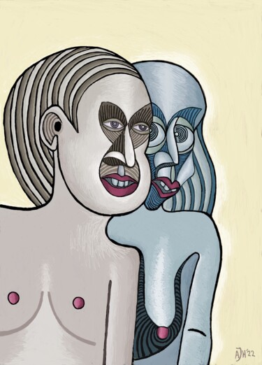 Curious couple 数字艺术 标题为“Curious couple” 由Andries De Jong, 原创艺术品, 数字油画