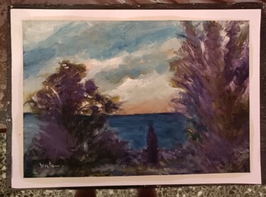 Painting titled "L'alba e il mare" by Enzo Martano, Original Artwork, Oil