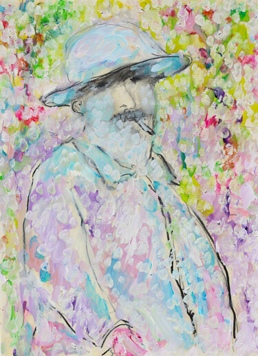 Peinture intitulée "Portrait de Monet" par Jean Mirre, Œuvre d'art originale, Huile