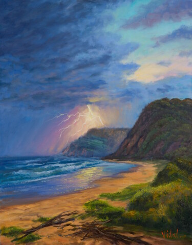 Painting titled "Storm on the Ocean…" by Christopher Vidal, Original Artwork, Oil