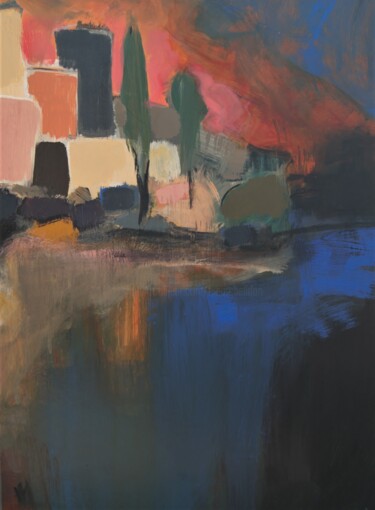 Peinture intitulée "Soleil de Toscane 2" par Hervé Marchelidon, Œuvre d'art originale, Acrylique Monté sur Panneau de bois