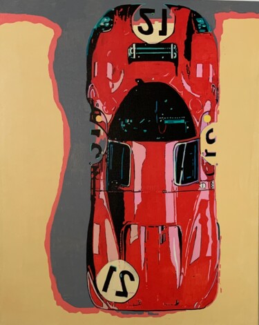 绘画 标题为“Ferrari (Le Mans 19…” 由Ludo Knaepkens, 原创艺术品, 丙烯