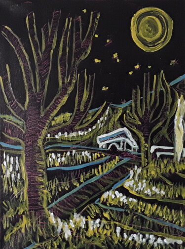 Nuit en Provence Peinture intitulée "Nuit en Provence" par Sven W. Dahlke, Œuvre d'art originale, Acrylique