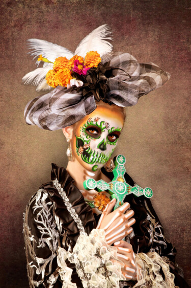 La Catrina holding a Mayan cross Photography titled "La Catrina holding…" by R&N Photography, Original Artwork, Digital Photography