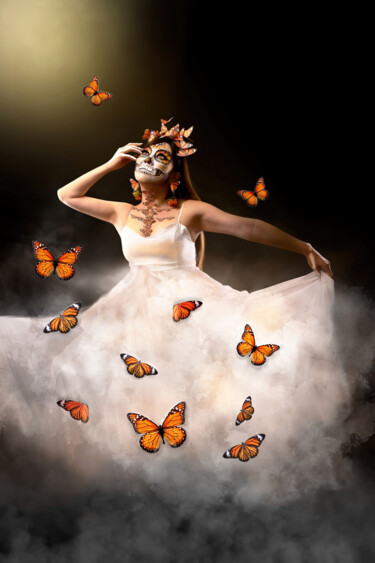 Monarch butterflies around La Catrina Photography titled "Monarch butterflies…" by R&N Photography, Original Artwork, Digital Photography