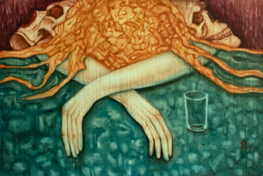 REQUIEM FOR A DREAM 绘画 标题为“REQUIEM FOR A DREAM” 由Екатерина Захарова, 原创艺术品, 油 安装在木质担架架上