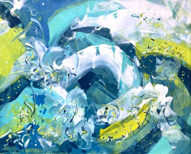 Painting titled "GENESIS EARTH 2" by Delphine Bernard, Original Artwork, Acrylic Mounted on Cardboard