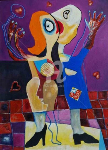Pittura intitolato "E.T." da Krisline, Opera d'arte originale, Olio