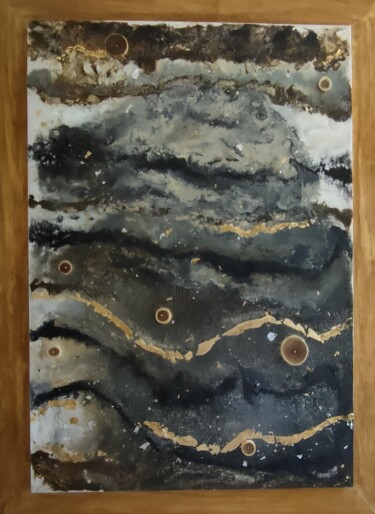 Painting titled "EN PARALLÈLE" by Brigitte Parmentier, Original Artwork, Acrylic Mounted on Wood Panel