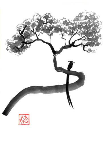 图画 标题为“tchitrec on tree” 由Péchane, 原创艺术品, 水彩