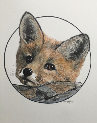 Malerei mit dem Titel "RENARDEAU" von Michel Cendra-Terrassa, Original-Kunstwerk, Aquarell