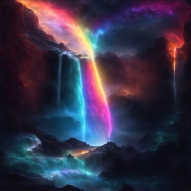 Digital Arts titled "cascade de lumière 1" by Aurélia Yvinec, Original Artwork, AI generated image
