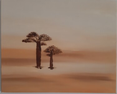 Painting titled "Baobab" by André Roeser, Original Artwork, Acrylic Mounted on Wood Stretcher frame