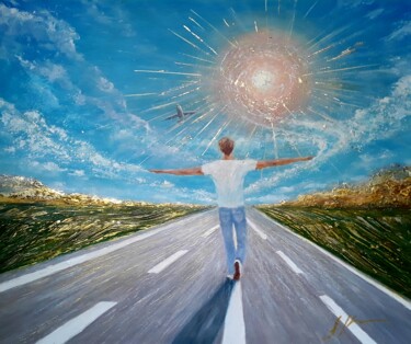 Painting titled "Where Dreams Lead" by Alla Kosteleckaya, Original Artwork, Acrylic Mounted on Wood Stretcher frame