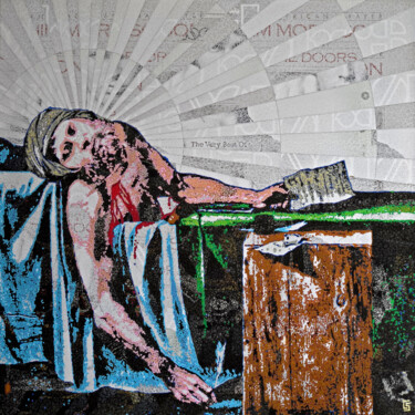 绘画 标题为“La Mort de Morrison” 由Camille Sohier, 原创艺术品, 数字拼贴 安装在木质担架架上