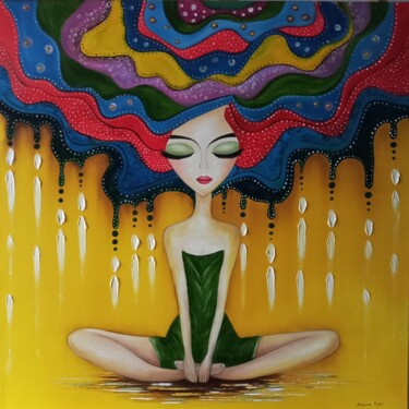 绘画 标题为“Meditation 60×60cm” 由Natalia Bazyliuk, 原创艺术品, 油 安装在木质担架架上
