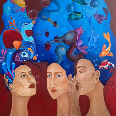 Ζωγραφική με τίτλο "Deep 2" από Elena Pitermann, Αυθεντικά έργα τέχνης, Ακρυλικό Τοποθετήθηκε στο Ξύλινο πάνελ
